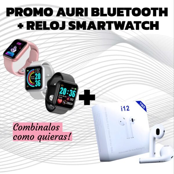 Combo 1 Reloj Smartwatch Macaron+Auricular i12