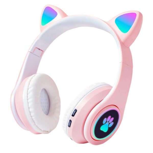Auricular Bluetooth Gatito con Luz Rosa