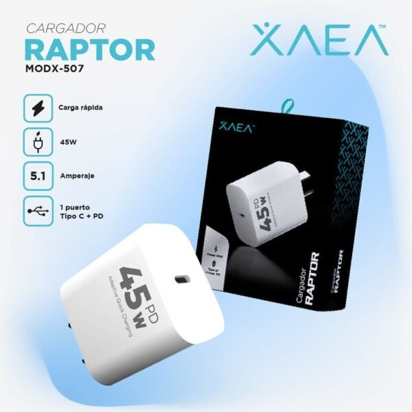 Cargador Tipo C 45W Raptor Sin Cable