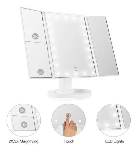 Espejo Led Maquillaje C/ Aumento Recargable