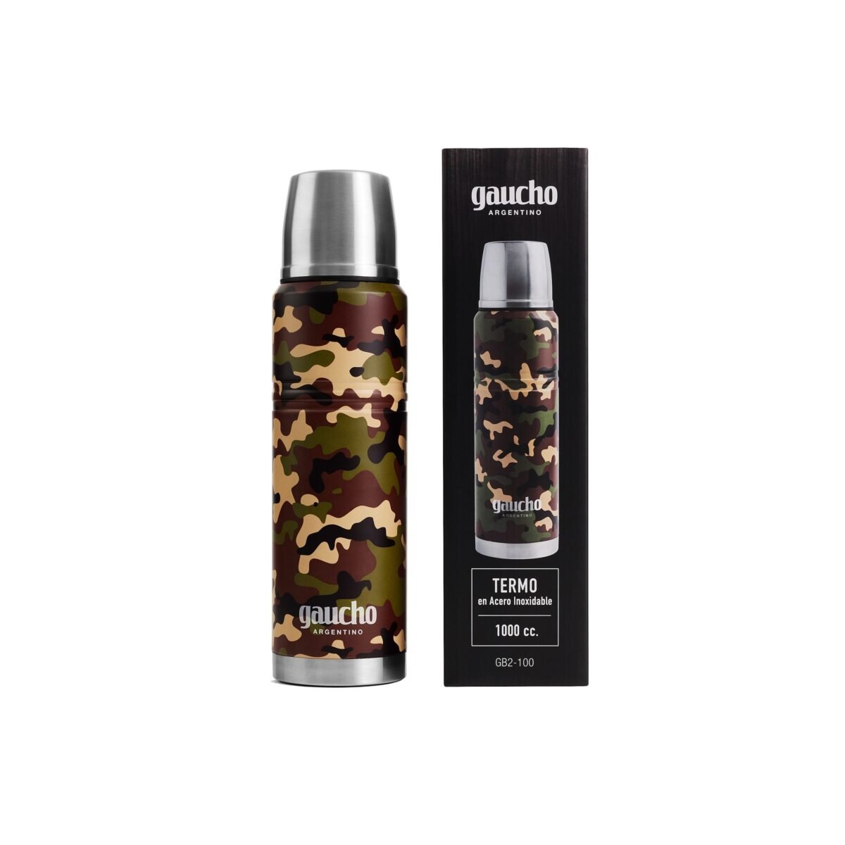 Termo Bala 1L - Gaucho Argentino - Rosca Interna - Camuflado - Imagen 1