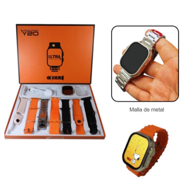 Reloj Smartwatch Ultra Y20 + 8 mallas + Protector