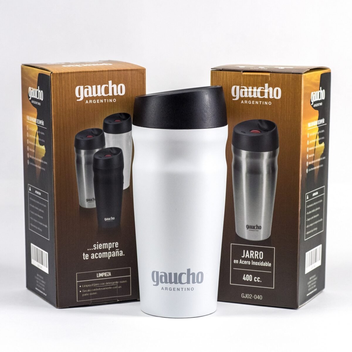 Vaso Térmico Gaucho Argentino 400cc - Blanco - Imagen 2