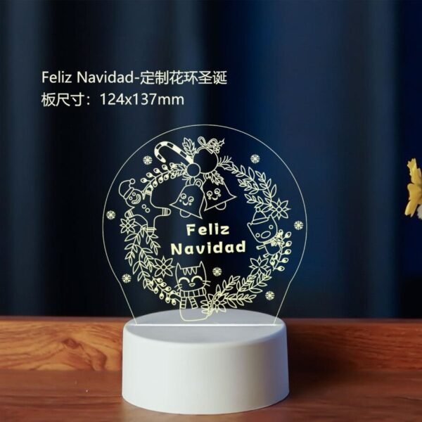 Lámpara Acrílico 3D Feliz Navidad