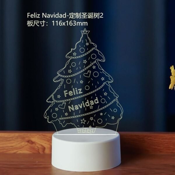 Lámpara Acrílico 3D Arbolito Feliz Navidad