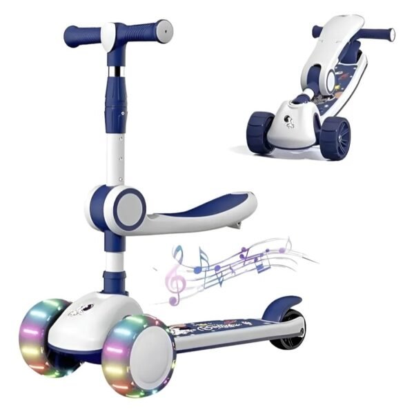 Monopatín con Asiento y Luz - Azul