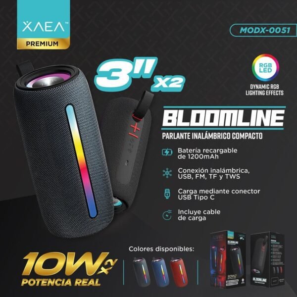 Mini Parlante 3" Bloomline Xaea - Negro