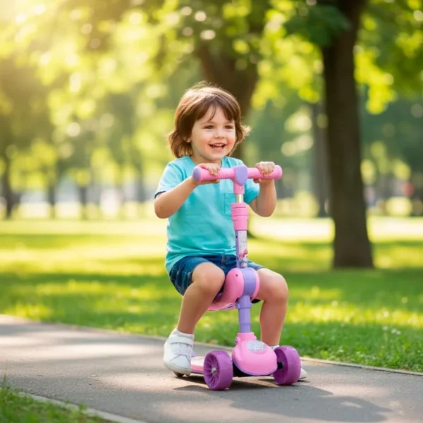 Monopatín con Asiento y Luz - Rosa